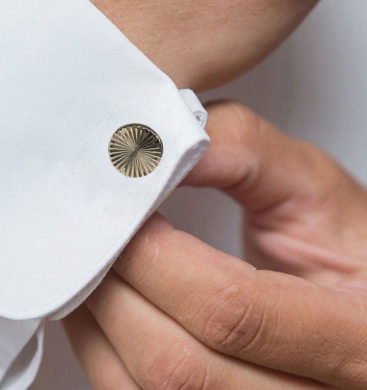 Silver-toned Designer Round Cufflinks
